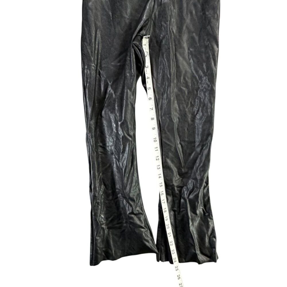 Commando Flare Crop Pull On Pants Women S Black Faux Leather Glossy Vegan Rocker - Picture 9 of 11